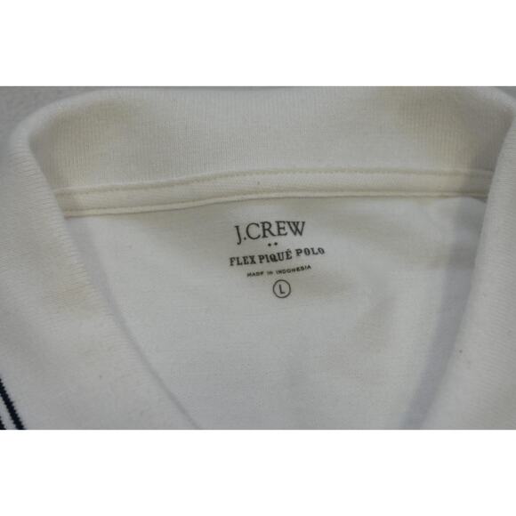 J Crew Flex Pique Polo Shirt Short Sleeve White Casual Prep Mens Size Large - Picture 7 of 9